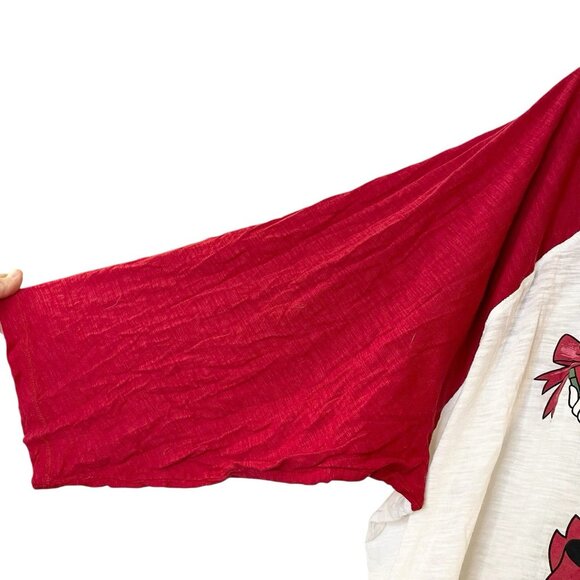 Torrid Disney Holiday Mickey Mouse Donald Duck Red Henley Sleep Top Naughty Nice - Picture 6 of 7